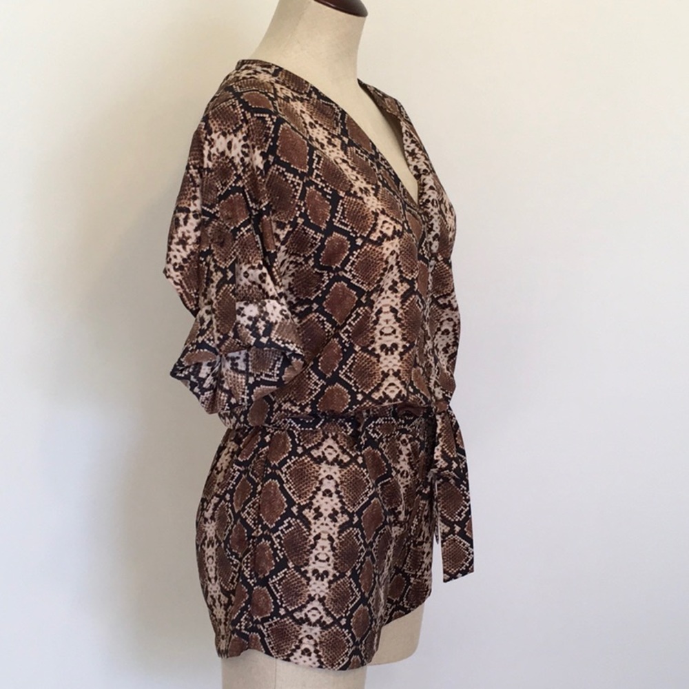 BCBGMaxAzria Brown Snake Print Romper - Picture 11 of 16